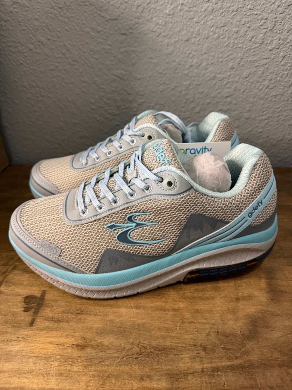 Gdefy Mighty Walk Women's Light Blue & Gray Walking Sneakers size 9.5